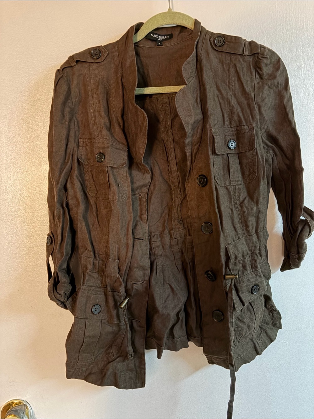 Mario Serrani Brown Utility Jacket with Button Front - Picture 2 of 8